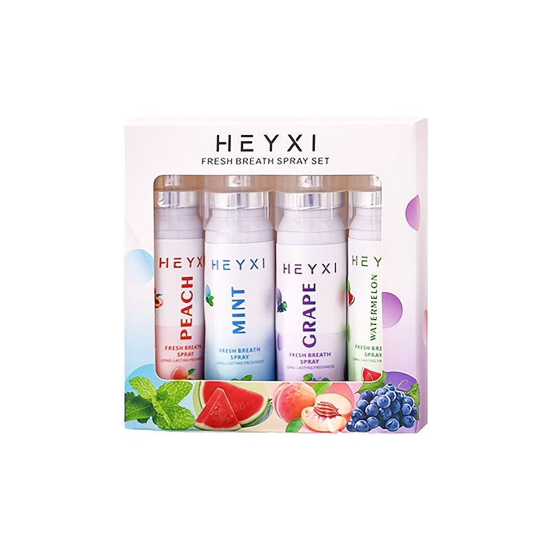 Four Temu fruit-flavored breath fresheners in 22ml bottles, designed for long-lasting oral freshness and fresh breath.