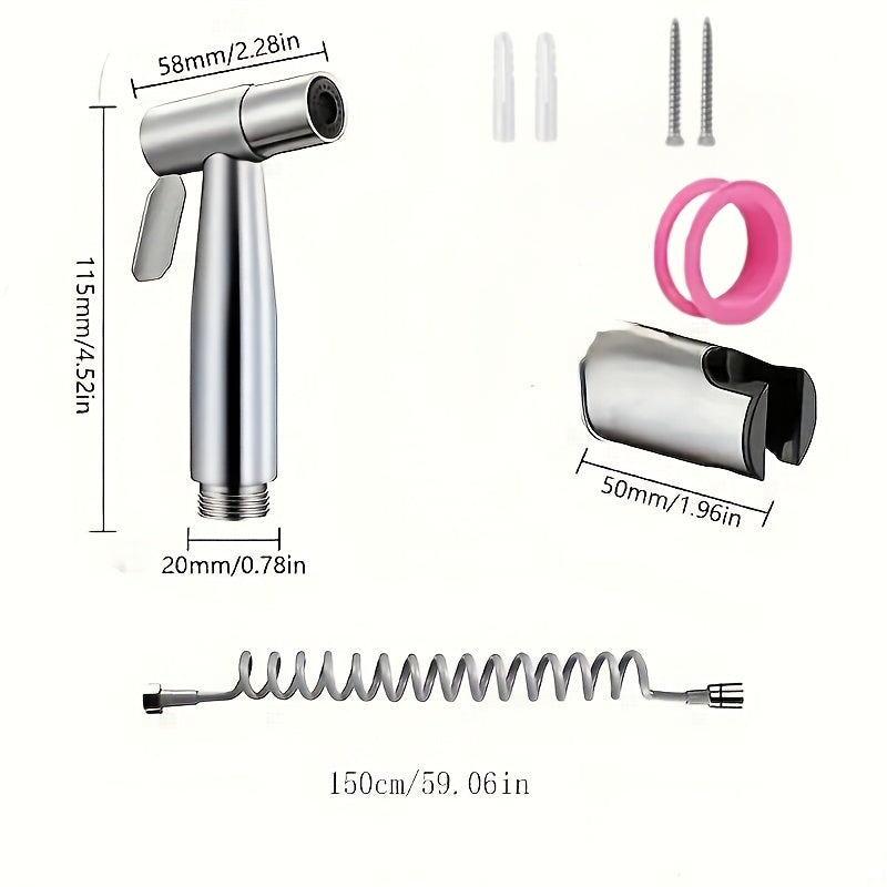 Stainless steel high pressure shower head set with three spray options, designed for powerful, efficient water flow.