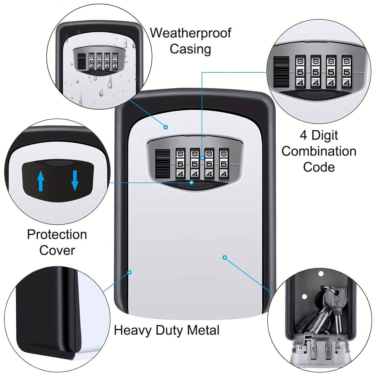 Temu ultra-secure safety key box with sturdy lock and key storage compartment in a compact design.