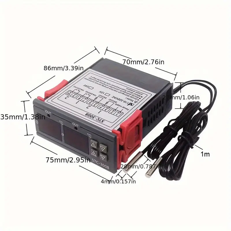 Temperature Controller Dual Digital STC-3008 with Dual Relay Output Thermostat