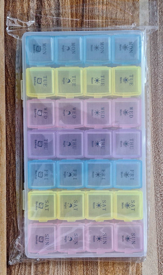 Colour-Coded Daily Pill Organiser -3 Times a Day + Backups