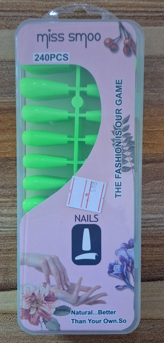 DIY Coffin Shaped Soft Gel Neon Green Nails