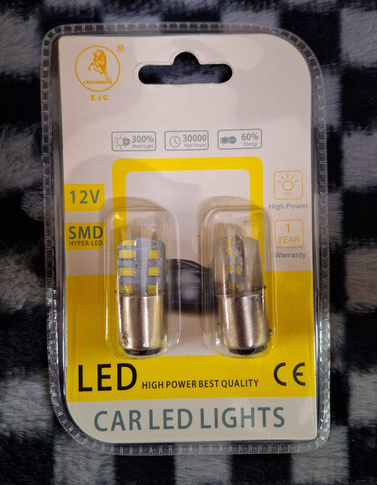 1157 SMD Hyper-LED 12V High Power LED Bulbs - 2pc Double Contact