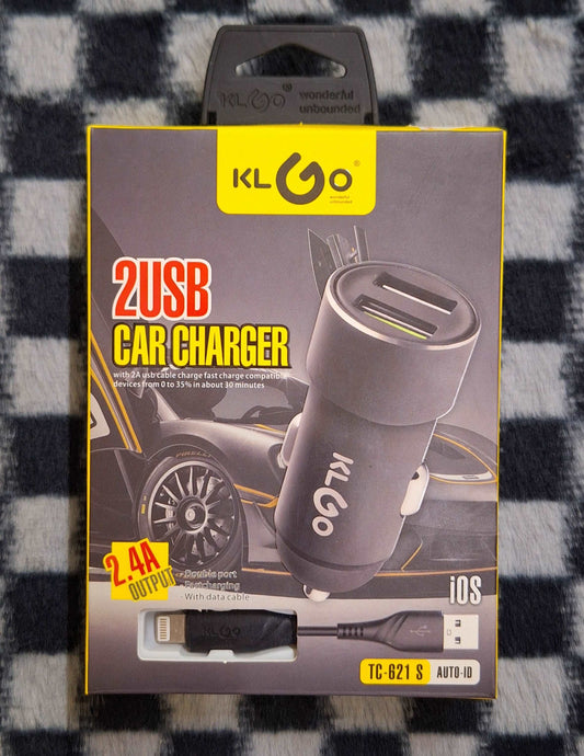 2 Port USB Car Charger With IOS Charging Cable