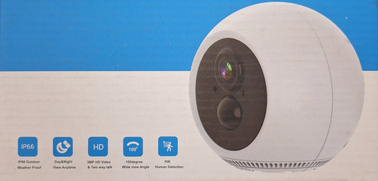 Smart WiFi Battery Operated Camera With Solar Panel - 3MP HD Wide View