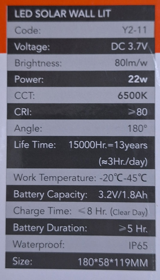 Hello Today 22 Watt Sensor Solar Lamp - Cool White