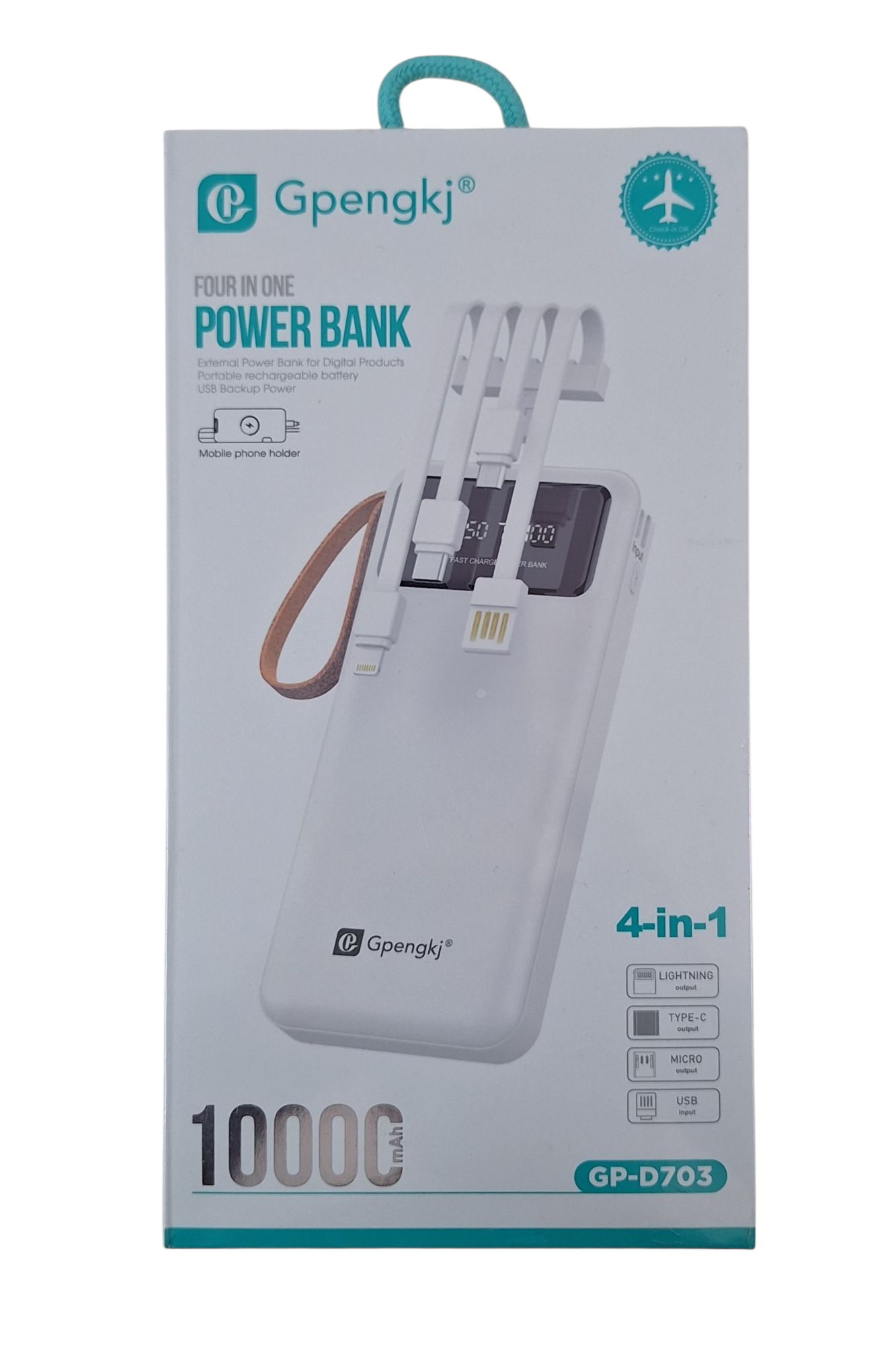 Ultimate 10000mAh 4-in-1 Power Bank – Fast Charging, Multi-Device Compatibility & Compact Design