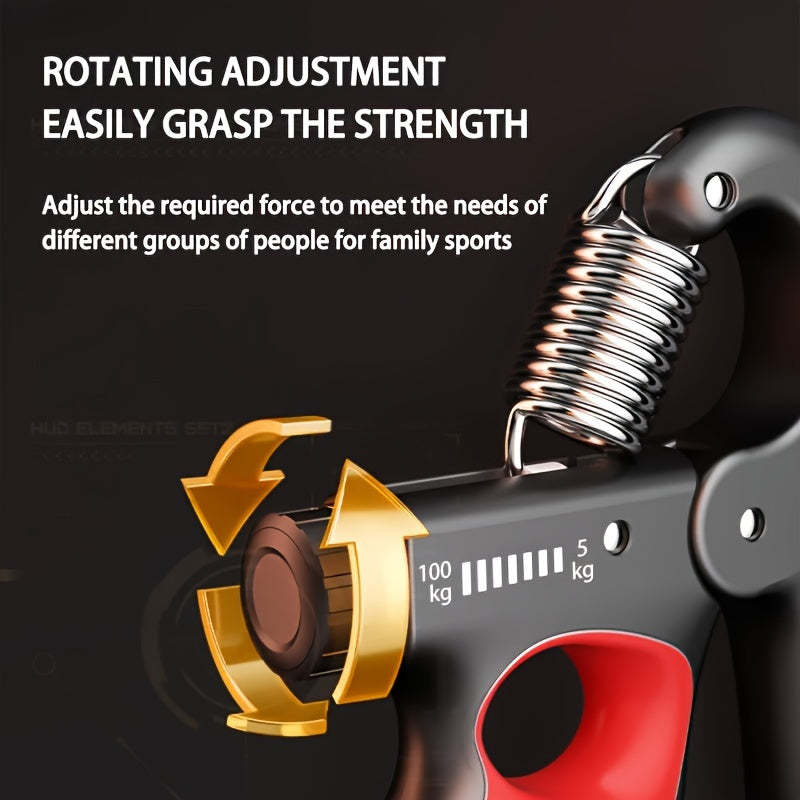 Temu 5-100kg hand grip strengthener with adjustable resistance for building grip strength and forearm muscles.