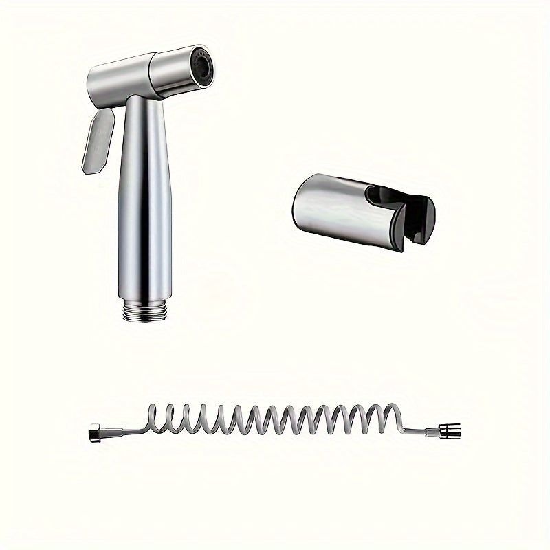 Three stainless steel high pressure shower heads in a set, with adjustable spray nozzles, designed for powerful water flow.