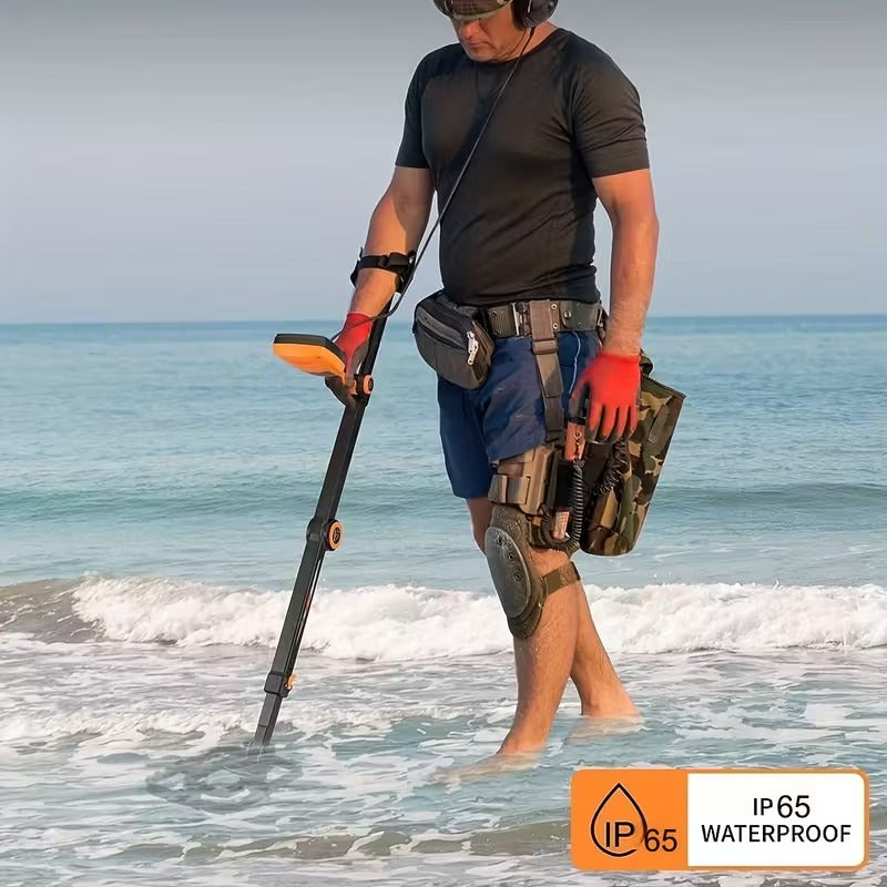 Temu Underground Foldable Digital ID Target and Depth Display Golden Metal Detector TX640 showing a compact, foldable design with digital screen