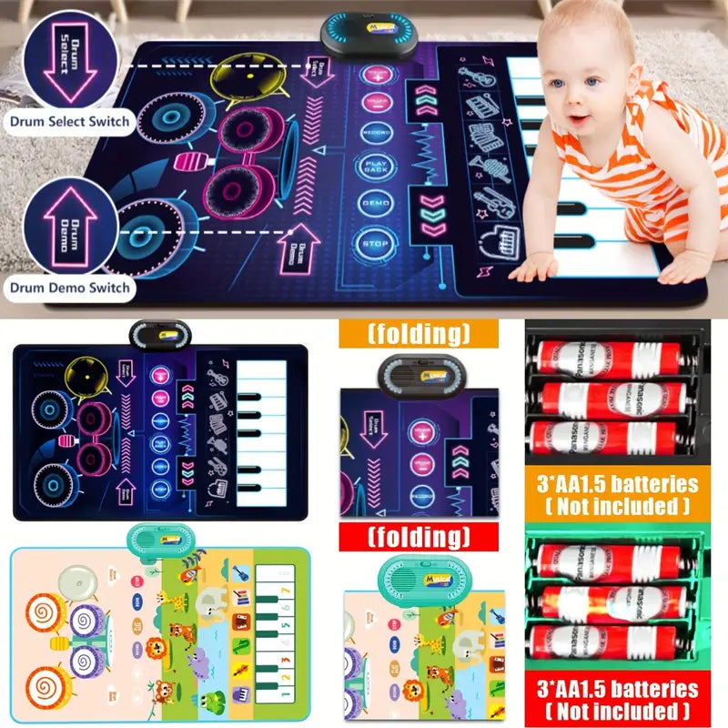 Interactive 2-in-1 Youngsters Musical Play Mat & Drum Set