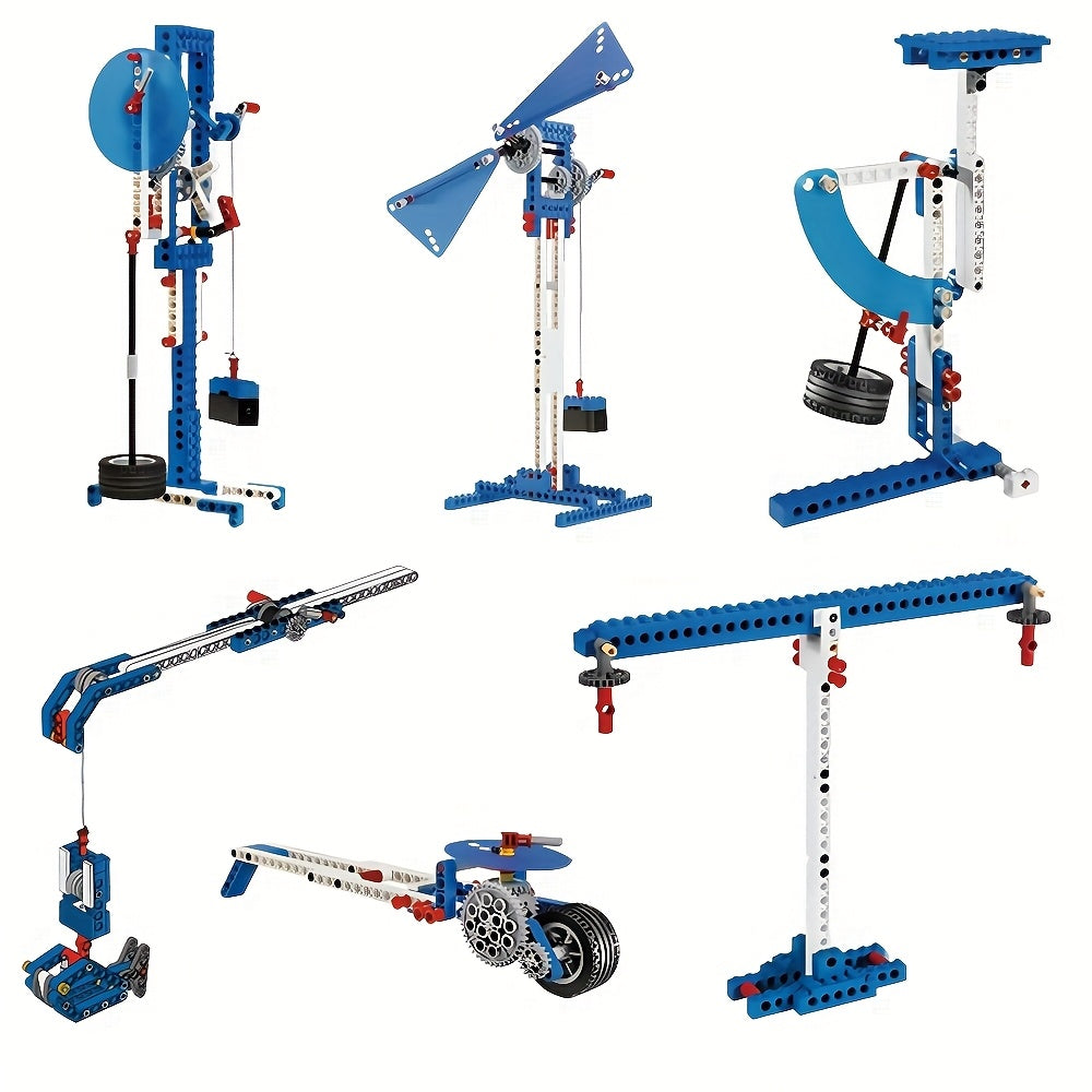 Temu technical parts multi-technology programming educational building blocks arranged in a colorful set for STEM learning.