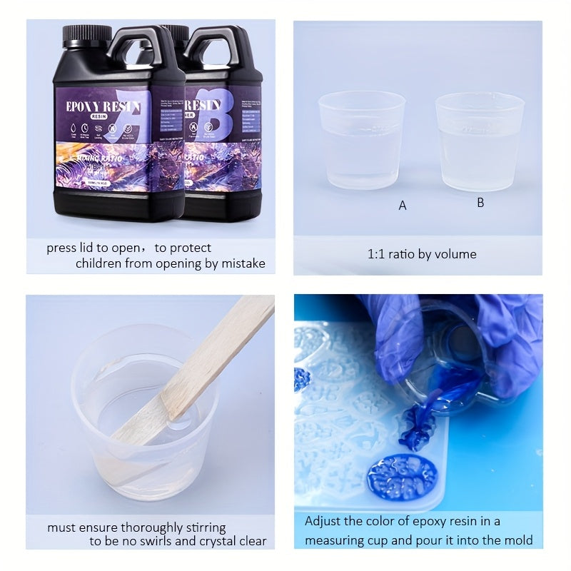 Clear epoxy resin kit with 57pcs for coating, casting, and jewelry crafting, featuring high gloss and bubble-free finish.