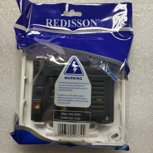REDISSON 4x4 Double Switched Wall Socket with 2 USB Ports - Electromann SA