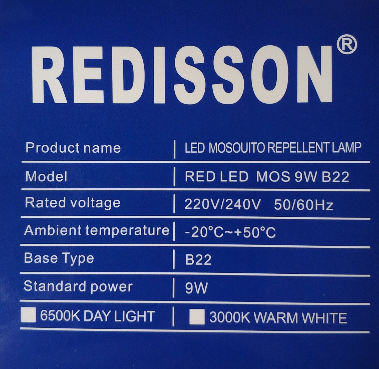 Redisson 9 watt B22 Mosquito Terminator Led lamp - Effective Mosquito Control Solution - Electromann SA