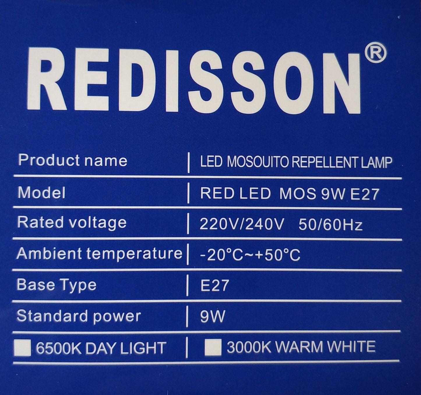 Redisson 9 watt E27 Mosquito Terminator Led lamp - Electromann SA