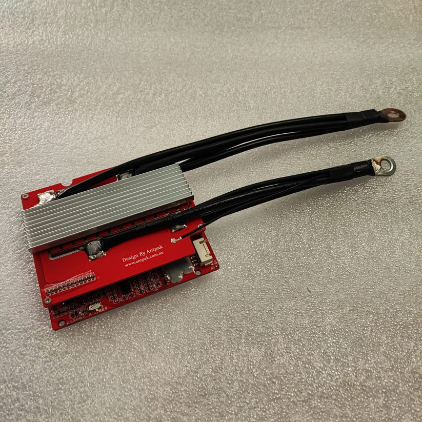 Easton 4S 12.8V LiFePo4 battery with 3.2V cells and 200A BMS battery protection board, showing the compact battery and protection circuitry.