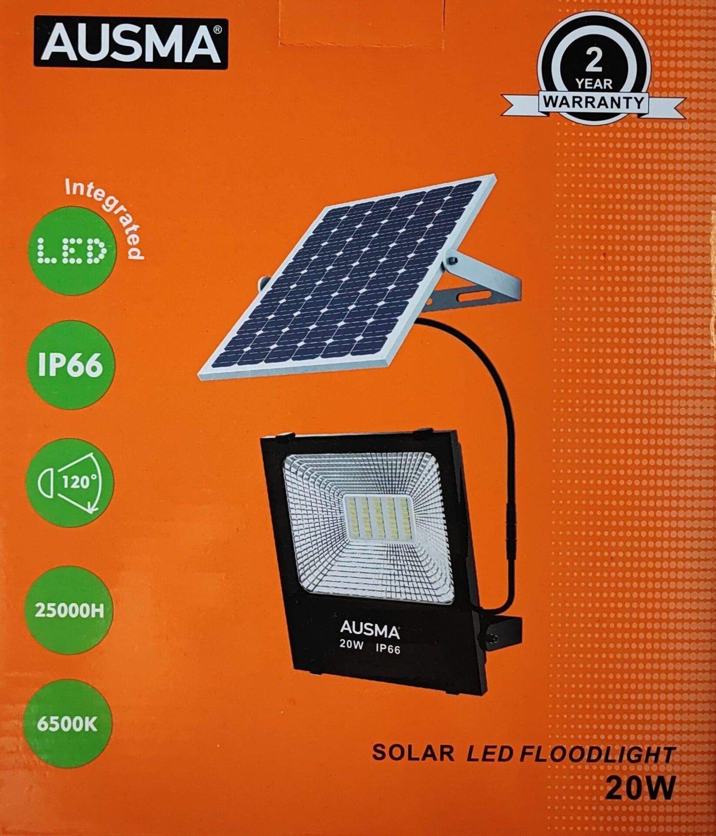 Ausma 20Watt *High Quality* SOLAR Outdoor LED Flood Light - Electromann SA