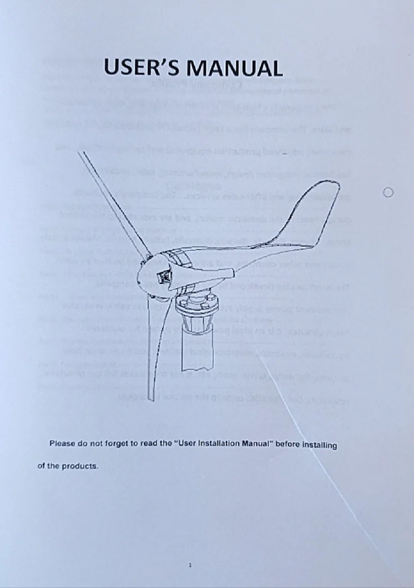 Easton 400W 3-blade 24V wind turbine with charge controller, shown installed outdoors with blades spinning in wind.