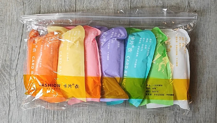 7Pack 1Piece Portable Disposable Multi-Color Travel Raincoat Set