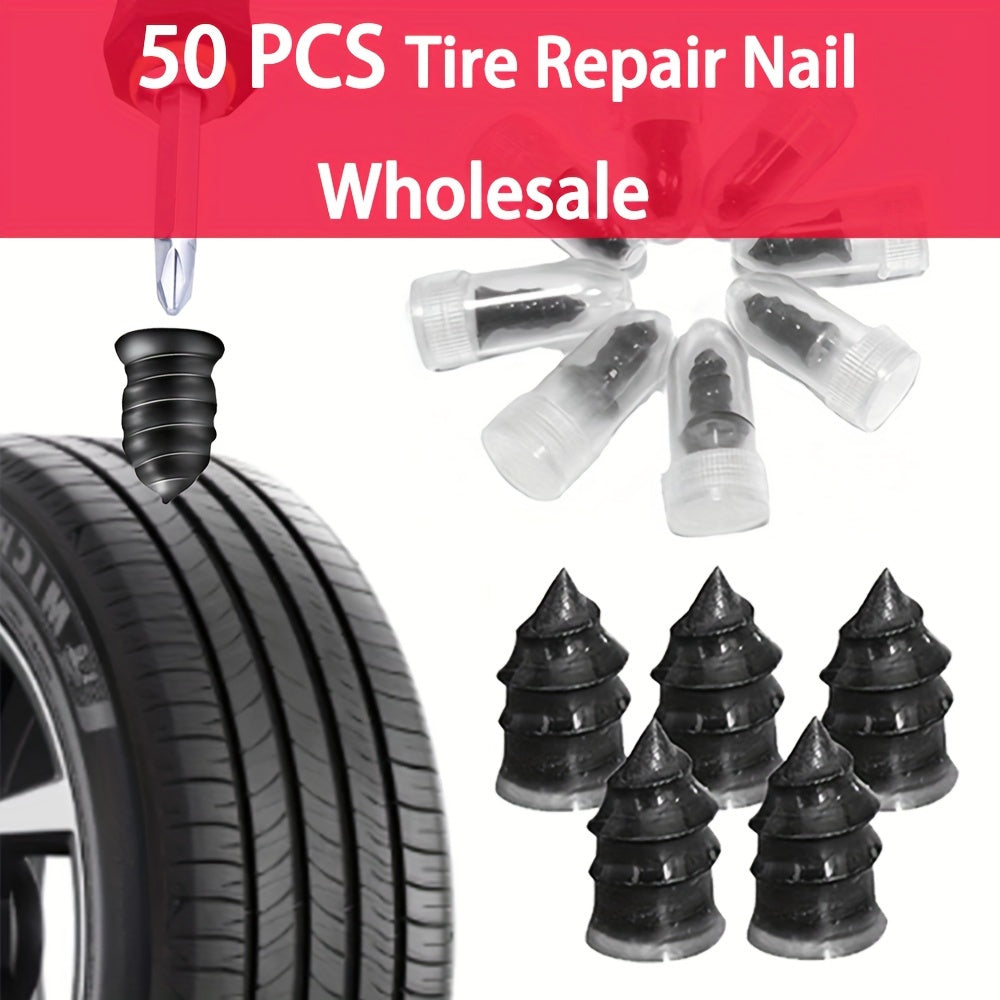 Temu wholesale car tire repair tools including tire nails and adhesive for quick, reliable tire fixing.