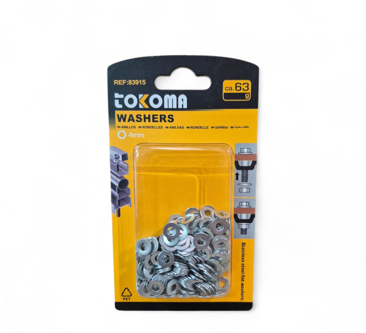 Stainless steel 4mm Tokoma washer showcasing durable, high-quality metal construction for industrial and mechanical use.