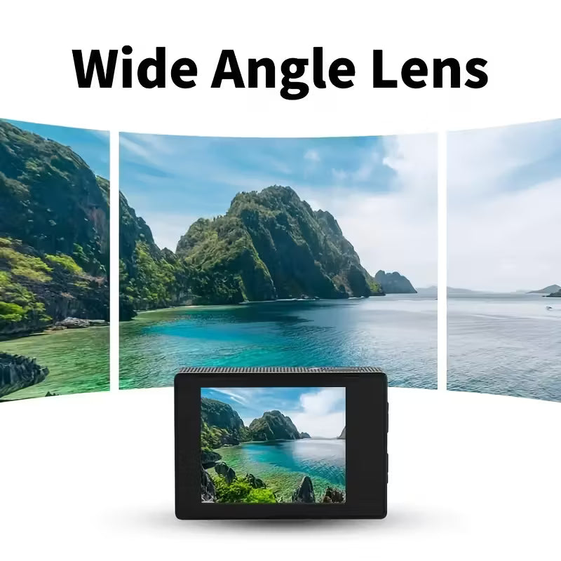 1080P HD Action Camera with 140° Wide Angle, 5.08cm LCD Display - Ultra HD Shooting