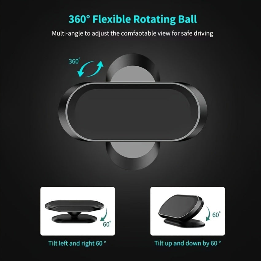 Temu magnetic car phone holder with 360-degree rotatable dashboard stand and universal fit for smartphones.