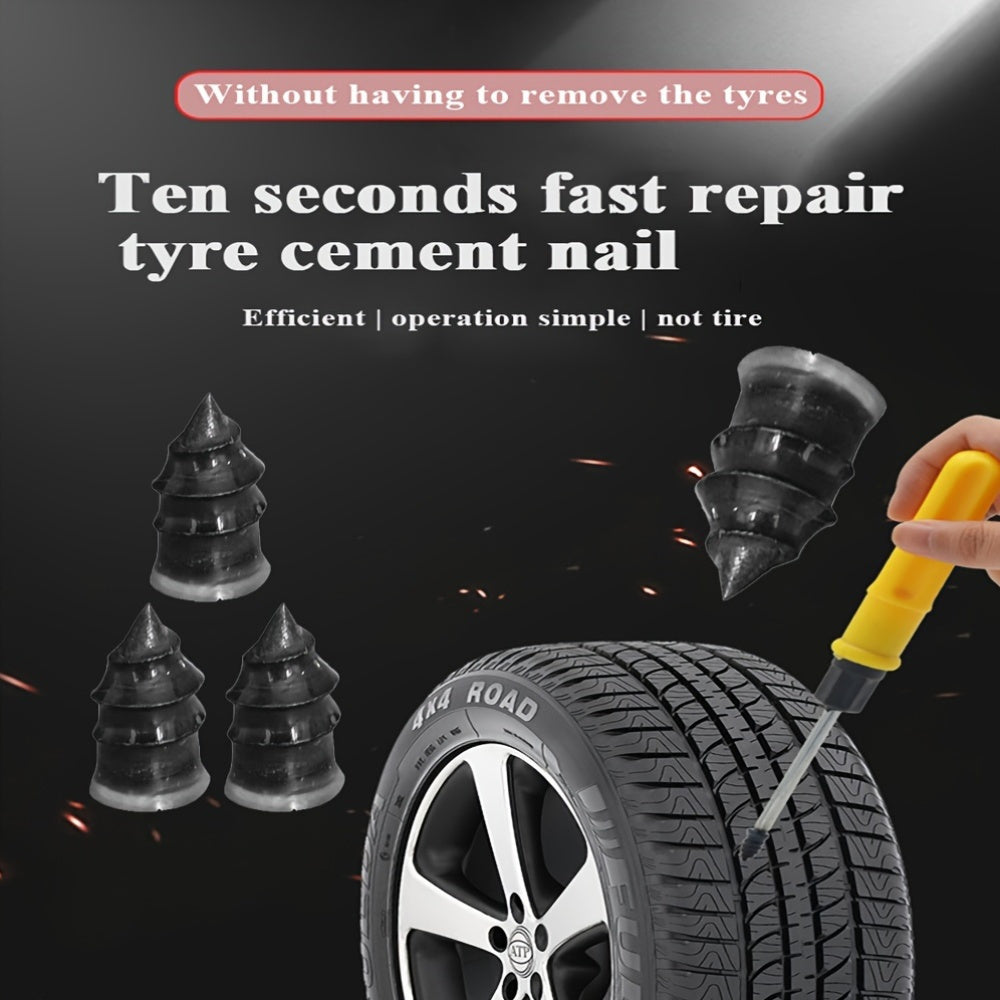 Temu car tire repair tools set with tire nails and adhesive for quick, effective tire repairs.