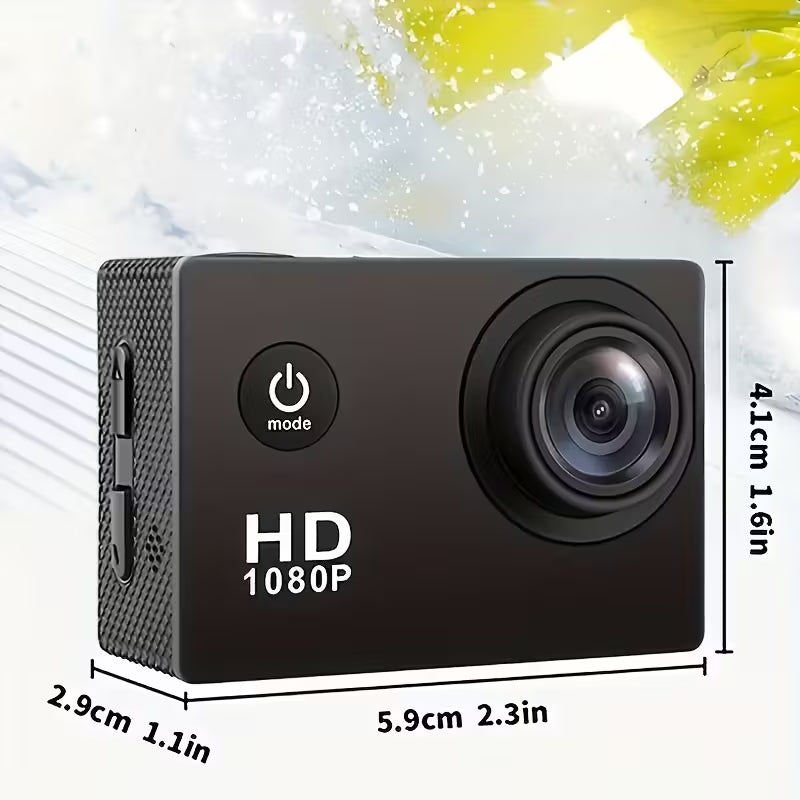 1080P HD Action Camera with 140° Wide Angle, 5.08cm LCD Display - Ultra HD Shooting