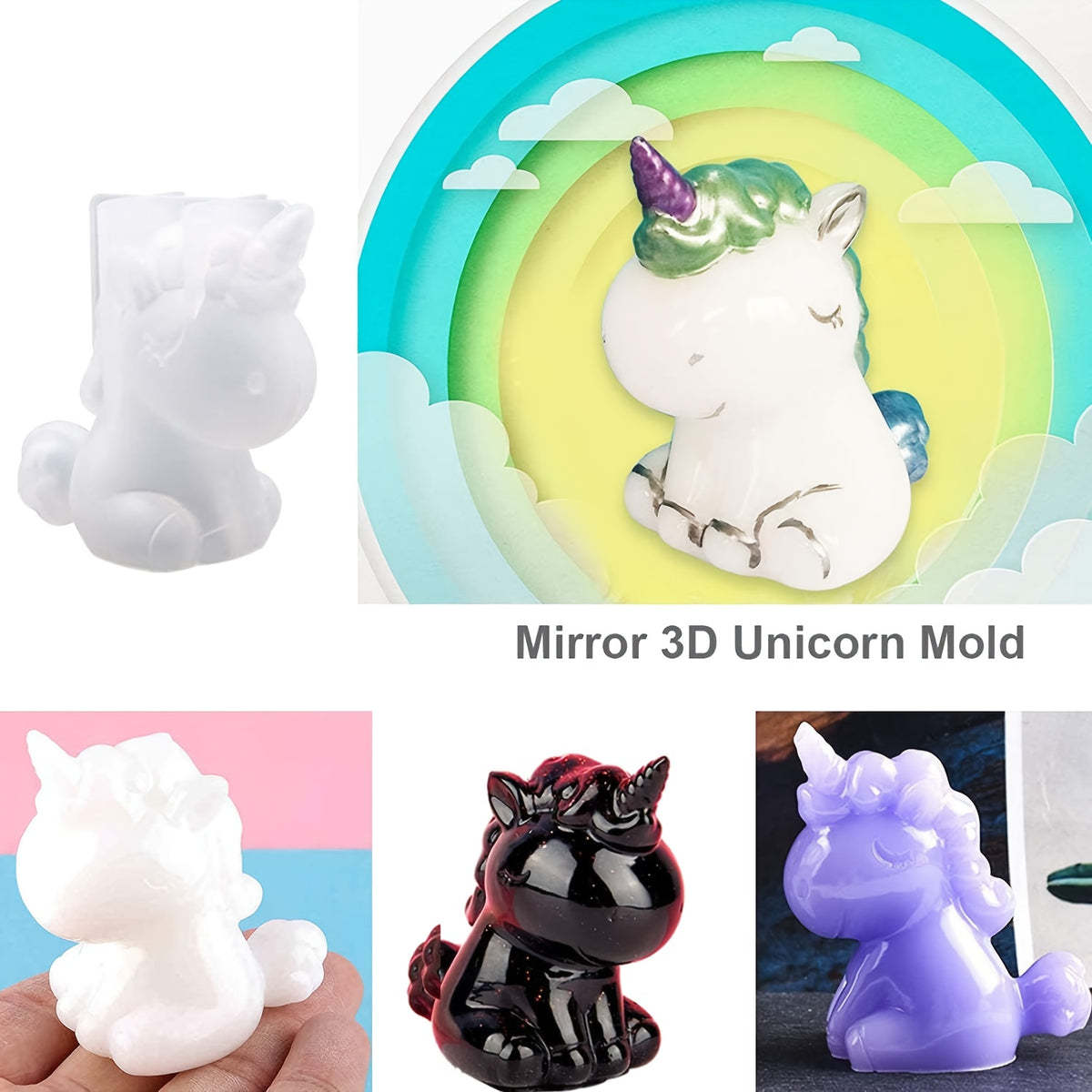 7-piece Temu 3D animal resin and gypsum mold set for handicrafts, featuring detailed molds for epoxy resin and stone powder projects.