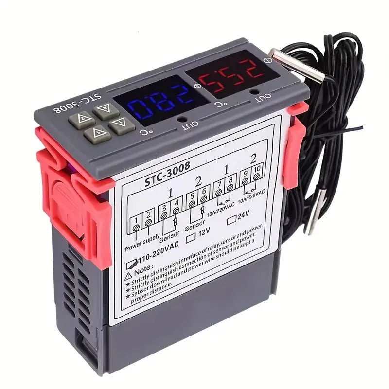 Temperature Controller Dual Digital STC-3008 with Dual Relay Output Thermostat