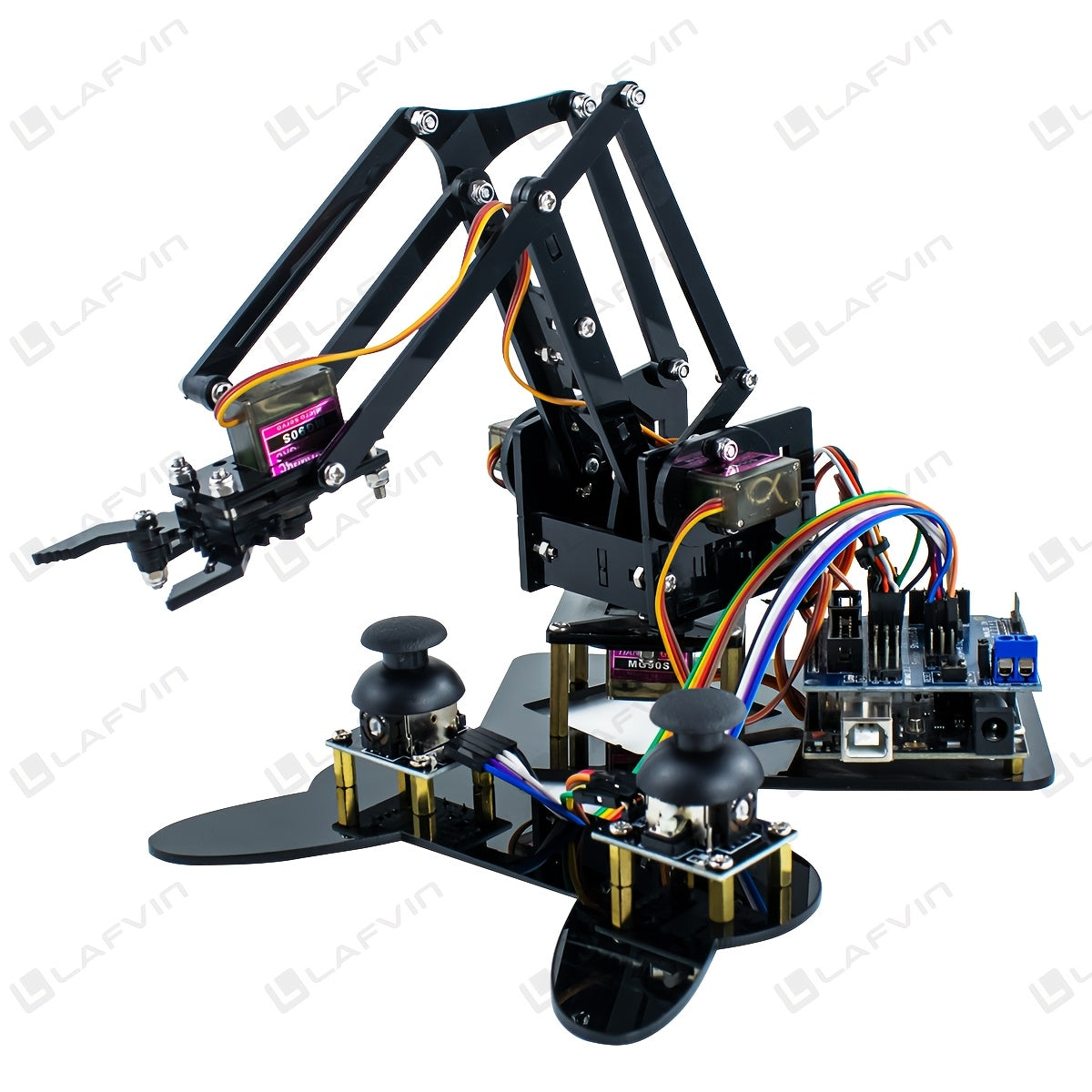 Mechanical Robot Claw Kit by Temu featuring a robotic claw with USB power, assembled with metal and plastic components.