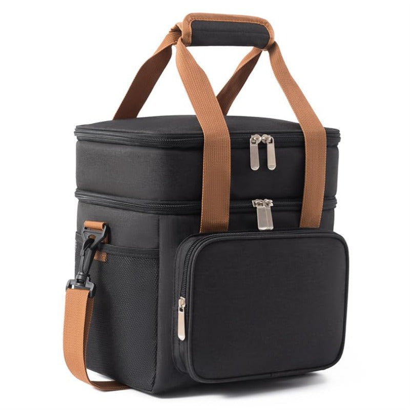 Temu large insulated lunch and cooler tote box with two-tier design, perfect for keeping food and drinks cold.