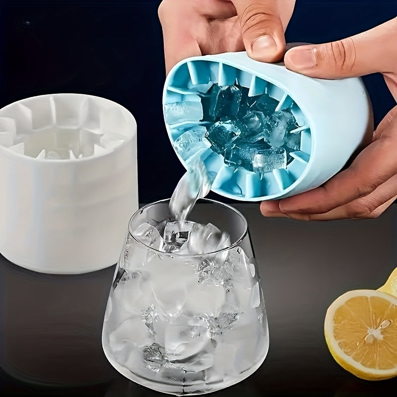 Temu 1pc silicone ice cube mold for quick-freezing, durable plastic-like freezer tray for fast ice cube production.