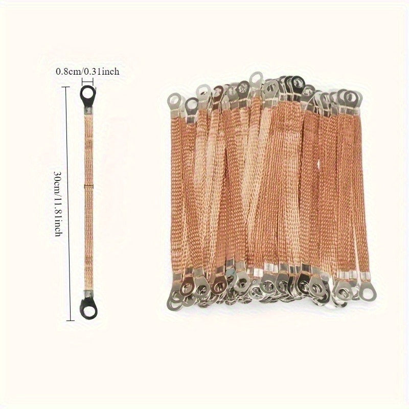 50pcs Temu grounding wire kit with braided engine grounding straps and wires for automotive electrical grounding applications.