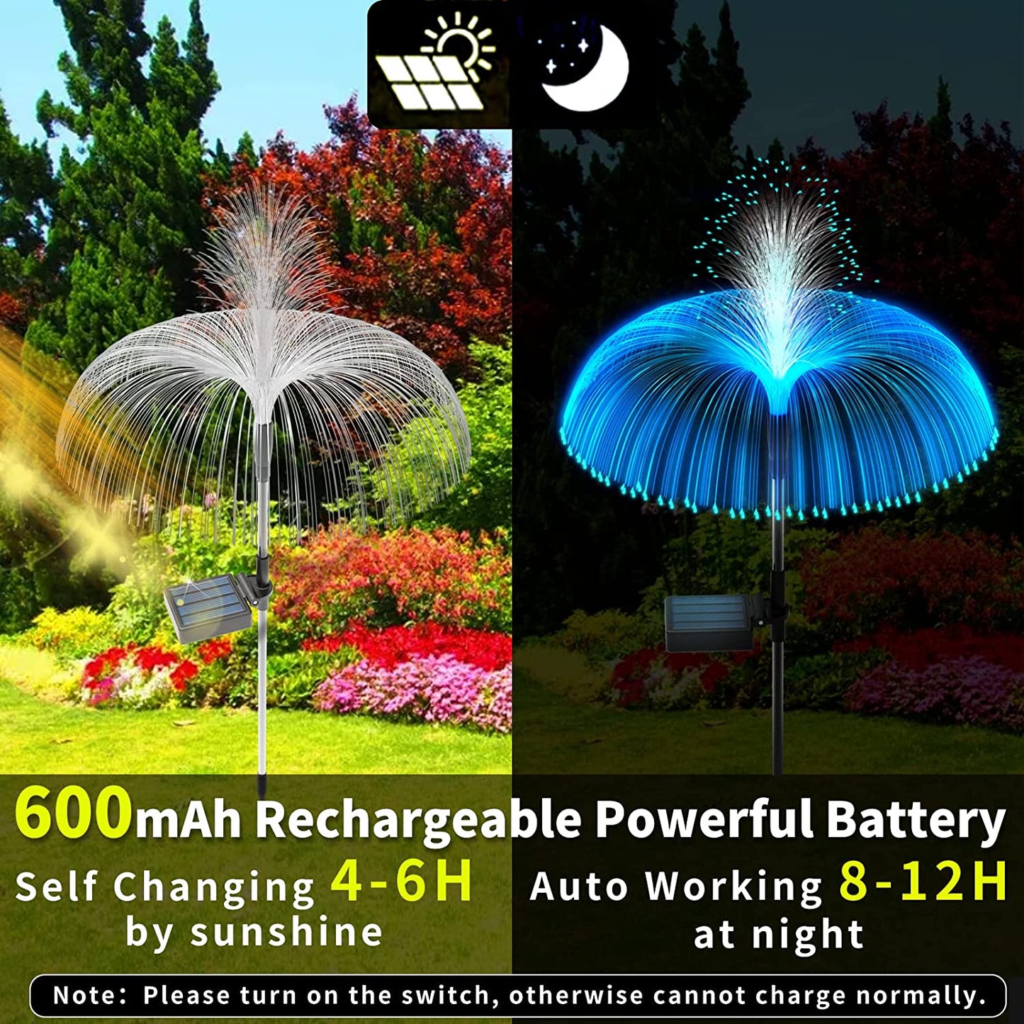 Solar Powered Jellyfish Fountain Lights, 7-Color Changing - 2 PCS Set for Outdoor Water Features & Garden Decor - Little Tokyo SA