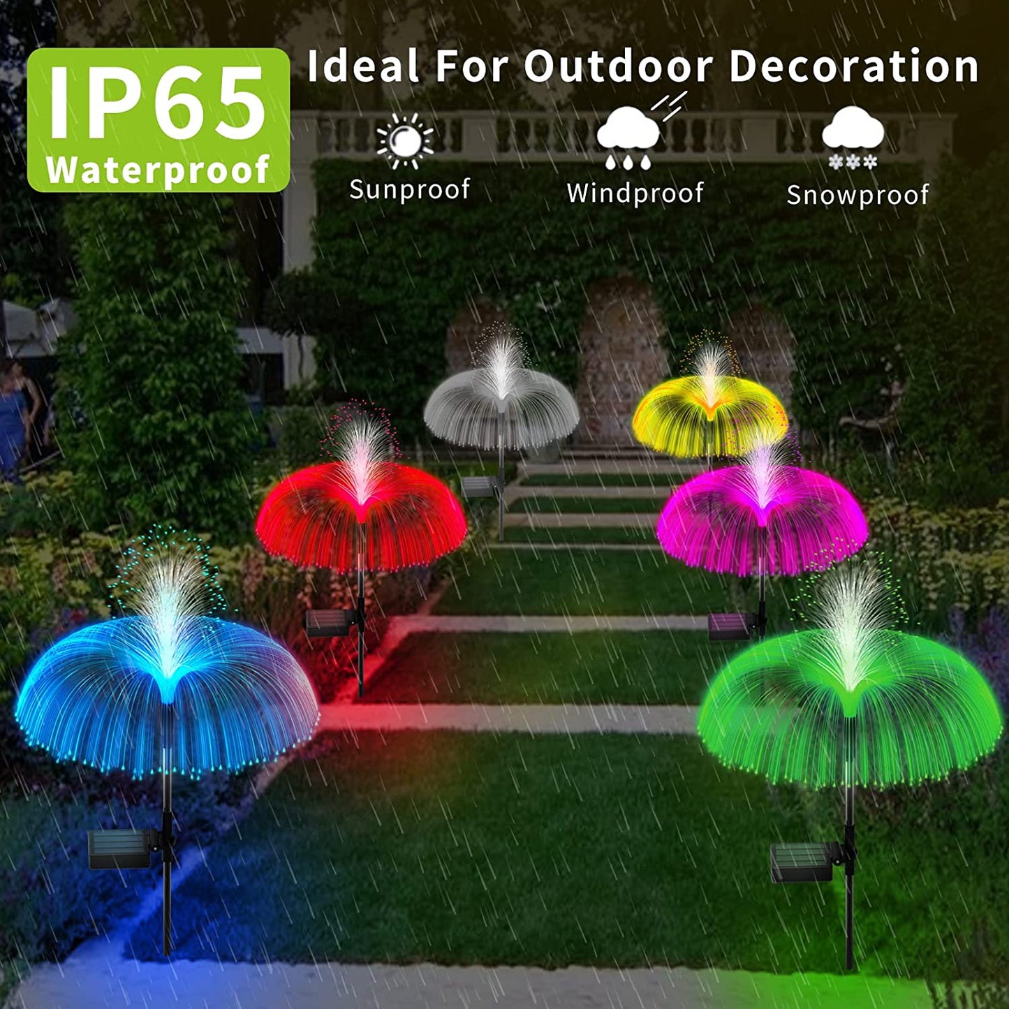 Solar Powered Jellyfish Fountain Lights, 7-Color Changing - 2 PCS Set for Outdoor Water Features & Garden Decor - Little Tokyo SA