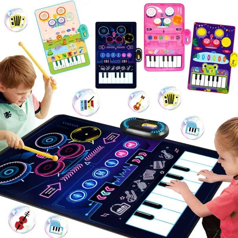 Interactive 2-in-1 Youngsters Musical Play Mat & Drum Set