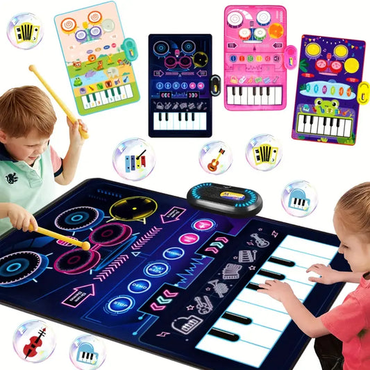Interactive 2-in-1 Youngsters Musical Play Mat & Drum Set