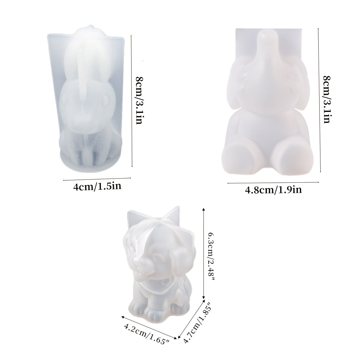 7pcs 3D animal resin and gypsum mold set for crafts, featuring detailed animal shapes for epoxy resin and stone powder projects.