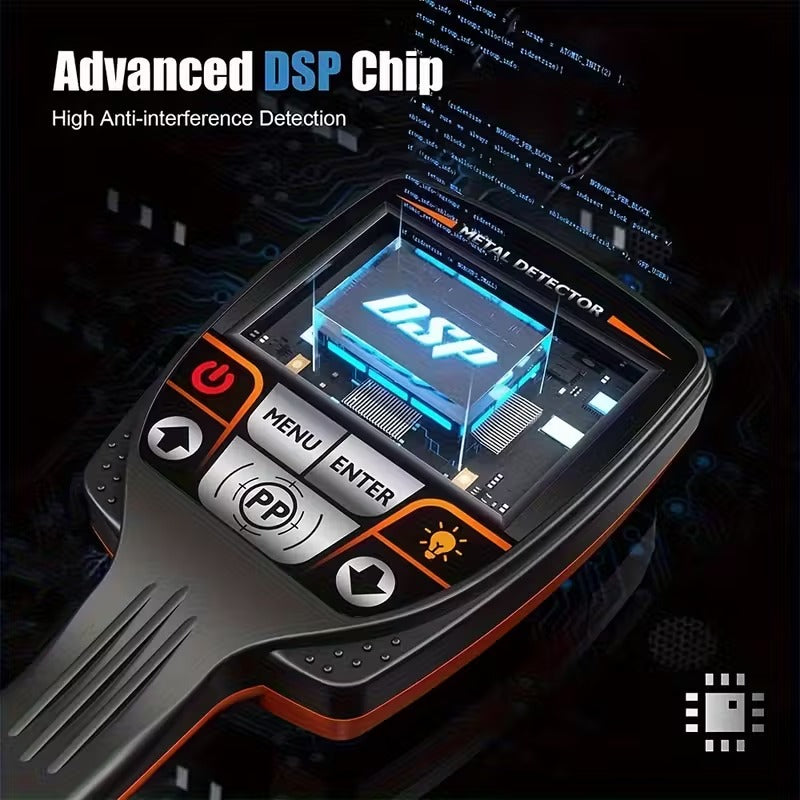 Temu Underground Foldable Digital ID Target and Depth Display Golden Metal Detector TX640 showing its control panel and search coil