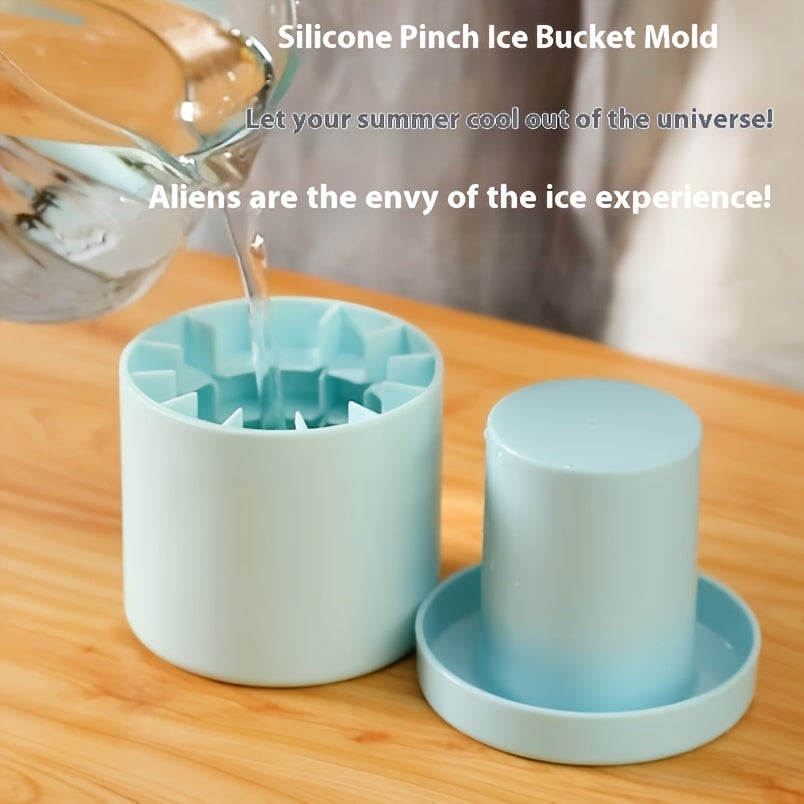 Temu silicone ice cube mold with durable plastic-like freezer tray for fast, clear ice cubes in a kitchen setting.