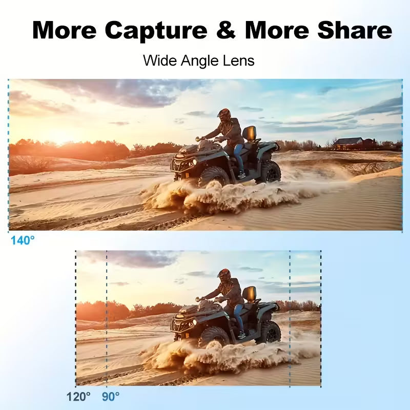 1080P HD Action Camera with 140° Wide Angle, 5.08cm LCD Display - Ultra HD Shooting