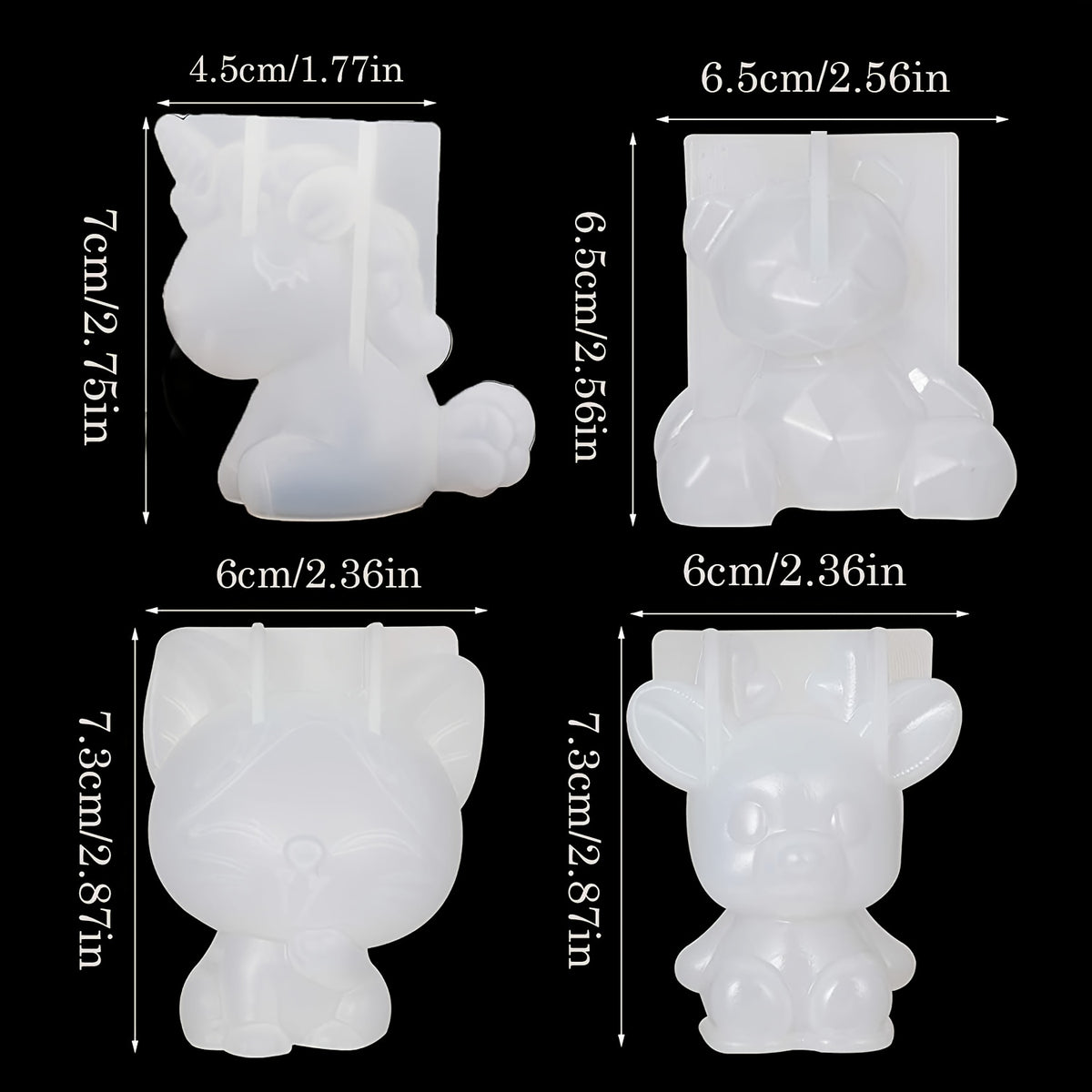 7pcs 3D animal resin and gypsum mold set for epoxy resin and stone crafts, featuring various detailed animal designs.