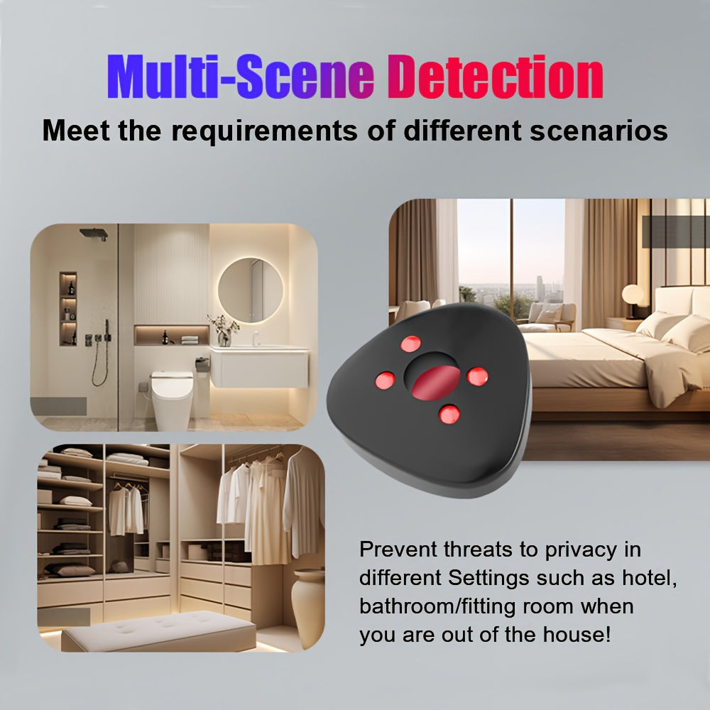 Mini hidden camera detector by Temu, portable device with compact design for detecting covert cameras and surveillance equipment.