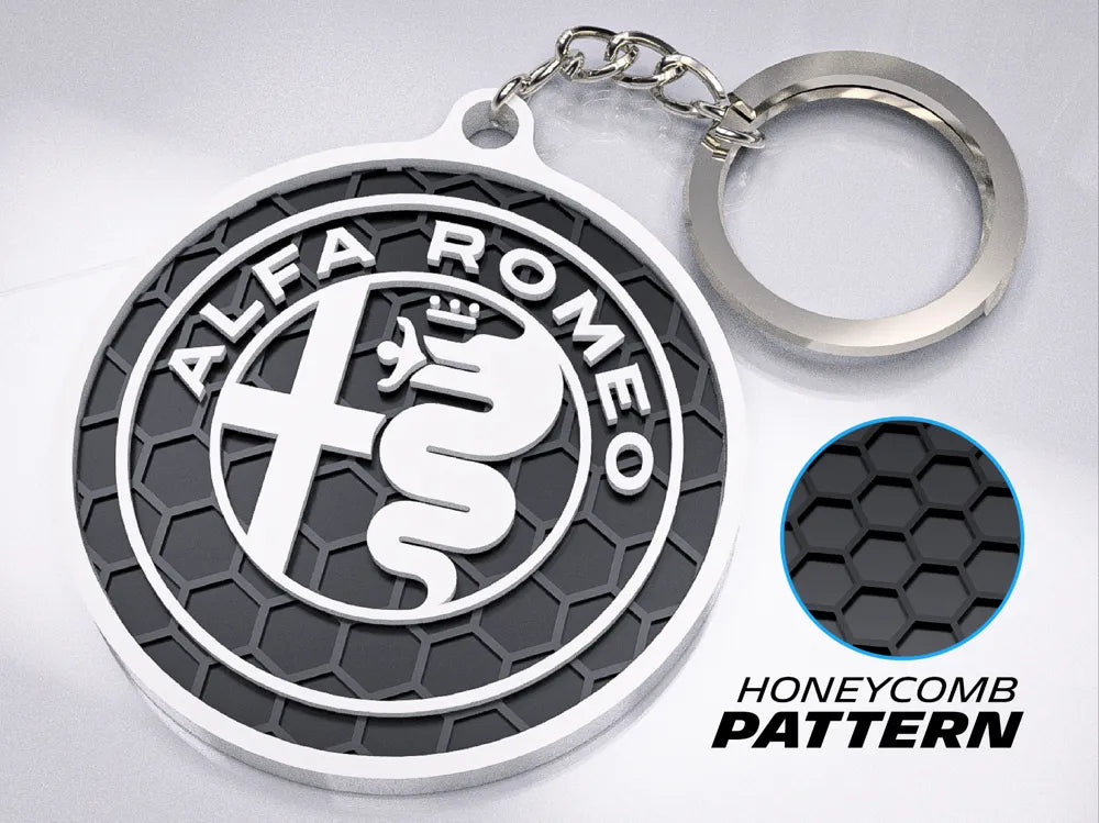 "Alfa Romeo" 3D Printed Honeycomb Key Chain