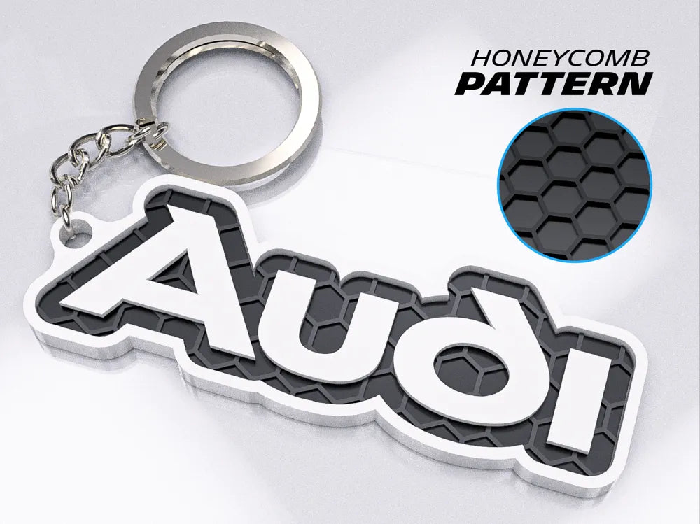 "AUDI" 3D Printed Honeycomb Key Chain