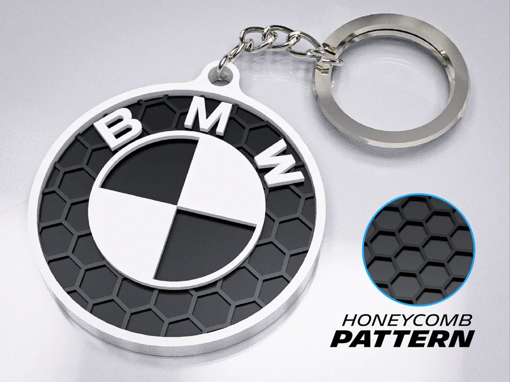 "BMW Badge" 3D Printed Honeycomb Key Chain