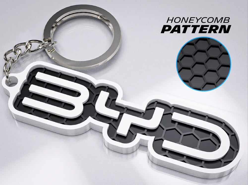 "BYD" 3D Printed Honeycomb Key Chain